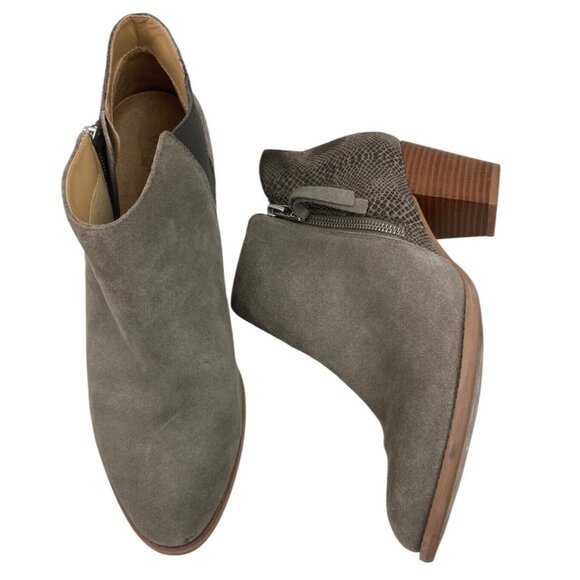 *Vionic Anne Ankle Boots Womens Size 10W Gray Suede Leather Snake Ortho Comfort - Picture 3 of 11